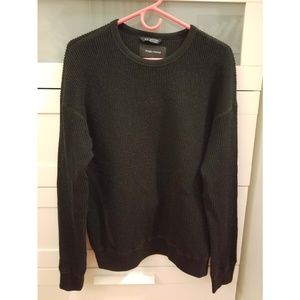 wings + horns black waffle knit sweater M